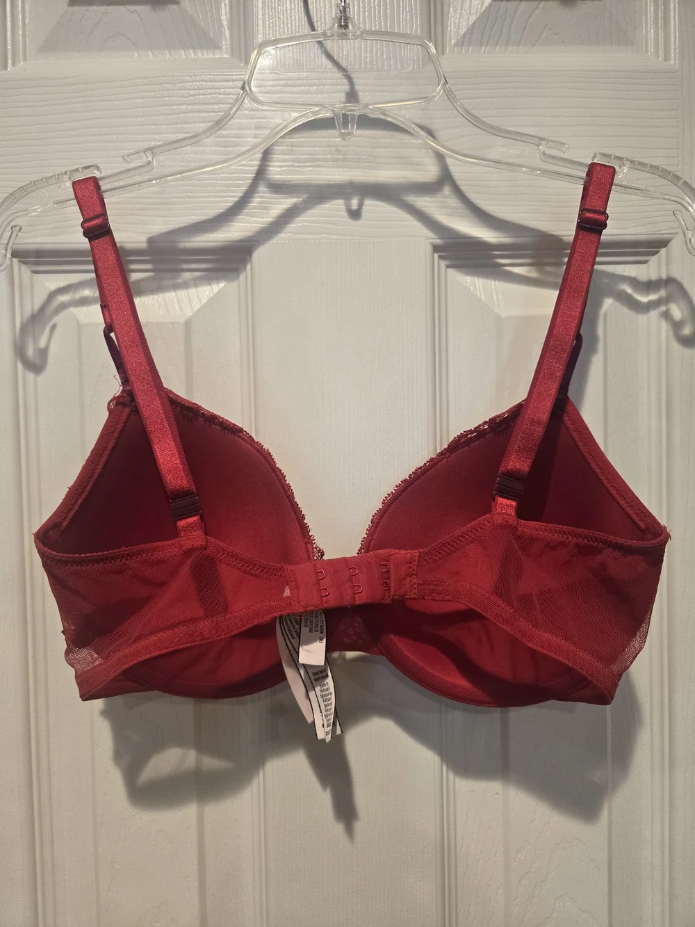 Victoria's Secret Red Very Sexy Push-up Bra Floral Lace Overlay 32DD